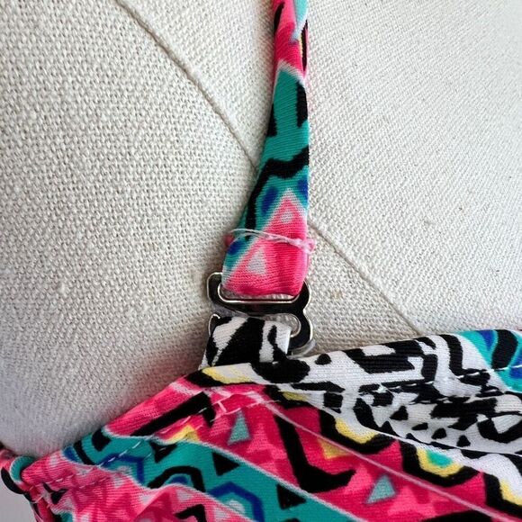 Catalina Tankini Swimsuit Tops Size Medium Multiprint Pink  Aqua Blue White and - Picture 7 of 11